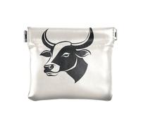 Porte-monnaie minimaliste en cuir avec tête de vache blanche pour femme, mini portefeuille pour femme, petit porte-monnaie en cuir, Tête de vache minimaliste blanche, 4.33x3.74In, Tête de vache