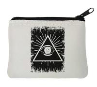 Porte-monnaie minimaliste en néoprène avec pyramide illuminati délavé 10 x 11 cm Blanc