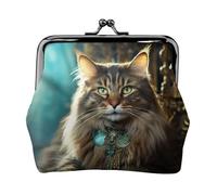 Porte-monnaie moderne du milieu du siècle avec imprimé chat pour femme, petites pochettes avec verrou de baiser, pour pièces de monnaie, cartes, petits articles