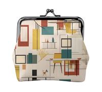 Porte-monnaie moderne en cuir du milieu du siècle pour femme, petit portefeuille avec verrou de baiser, mini porte-cartes pour clés, rouge à lèvres, joli sac à main pour voyage
