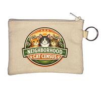 Porte-monnaie motif chats du quartier réunis pour recensement Beige