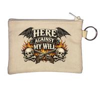 Porte-monnaie motif crânes et armes à feu avec ailes de feu Beige