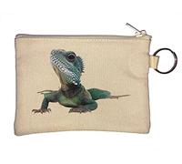 Porte-monnaie motif lézard vert sang froid beige