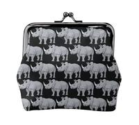 Porte-monnaie motif rhinocéros animal pour homme et femme pour le shopping et les sorties décontractées, noir, One Size, Art déco