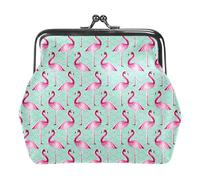 Porte-monnaie Multi-8 Pink Flamingo Wave Pochette vintage Pochette à monnaie Portefeuille pour femme Fermeture à baiser Trousse de maquillage Trousse à maquillage Fermoir, 4,3 x 4,7 pouces/11 x 12 cm