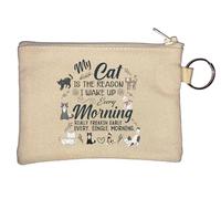 Porte-monnaie « My Cat is The Reason I Wake Up Every Morning Really Early » - Beige
