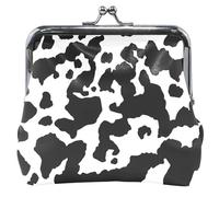 Porte-monnaie noir à pois pour femme avec boucle de verrouillage pour cartes, Bold Cow Spots Noir, OneSize