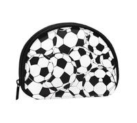 Porte-monnaie noir et blanc avec motif ballon de football imprimé - Pochette portefeuille - Mini sac de rangement - Sac de maquillage pour femme et fille, Noir , Taille unique, Pochette à monnaie