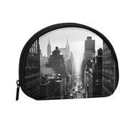 Porte-monnaie noir et blanc imprimé New York, porte-monnaie portable avec fermeture éclair, sac à cosmétiques, porte-monnaie, mini sac de maquillage pour femme pour ranger de la monnaie, des cartes