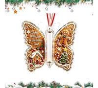 Porte-Monnaie Papillon de Noël - Ornement Cadeau en espèces | Décor d'arbre | Le Centre Transparent Affiche Les Espèces Roulées ; Le Ruban Est Suspendu À Un Arbre Ou À Une Couronne ; Motif Papillon En Ac