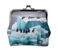 Porte-monnaie Penguins On The Iceberg pour femme, petit portefeuille pour femme, petite trousse de maquillage pour porte-monnaie, portefeuille rétro ultra fin, noir, One Size, Art déco