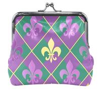 Porte-monnaie personnalisé en cuir avec symbole fleur de lys et diamant pour femme avec boucle en cuir