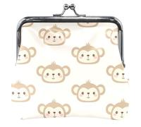 Porte-monnaie personnalisé en cuir beige singe drôle femmes baiser serrure carte change portefeuille, Funny Monkey Beige, OneSize
