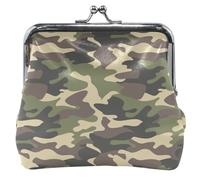 Porte-monnaie personnalisé en cuir camouflage camouflage vert pour femme mignon baiser serrure porte-monnaie porte-monnaie monnaie monnaie, Camouflage vert, OneSize