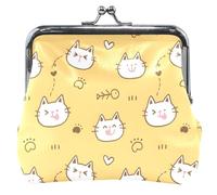 Porte-monnaie personnalisé en cuir jaune pour femmes filles boucle baiser serrure filles change porte-monnaie, Chat mignon jaune, Classique
