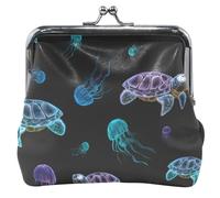 Porte-monnaie personnalisé en cuir noir motif tortue méduse pour femmes et filles, Méduse tortue noire, Classique