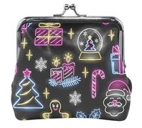 Porte-monnaie personnalisé en cuir pour femme avec fermeture « Merry Christmas » - Noir, Merry Christmas Noir, OneSize
