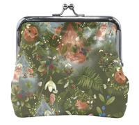 Porte-monnaie personnalisé en cuir pour femme avec verrou de baiser mignon et amusant en forme de forêt enchantée pour filles, Forêt enchantée amusante, OneSize