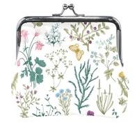 Porte-monnaie personnalisé en cuir pour femme et fille Motif fleurs sauvages, Herbe Fleur Sauvage, Classique