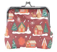 Porte-monnaie personnalisé en cuir pour femme - Joli village de vacances - Rouge, Village de vacances Rouge, OneSize