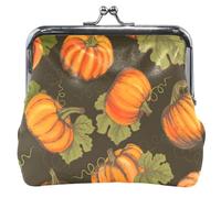 Porte-monnaie personnalisé en cuir pour femme, motif ferme, orange, citrouille, baiser, boucle de verrouillage, porte-monnaie, porte-monnaie, Citrouille orange de ferme, Classique