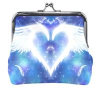 Porte-monnaie personnalisé en cuir pour femmes et filles, ailes d'ange blanches, cœur, baiser, porte-monnaie pour pièces de monnaie