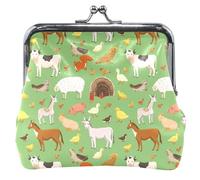 Porte-monnaie personnalisé en cuir pour femmes et filles - Animaux de la ferme - Vaches - Vert, baiser - Porte-monnaie pour pièces de monnaie, Animaux de la ferme Vaches Vert 2, Classique