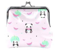Porte-monnaie personnalisé en cuir rose panda mignon pour femmes mignon baiser floral serrure change sac à main pour filles, Panda mignon rose 1 1, OneSize
