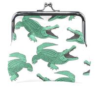 Porte-monnaie personnalisé en cuir vert crocodile sauvage pour femme, Vert crocodile sauvage, OneSize