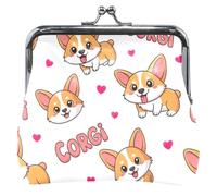 Porte-monnaie personnalisé mignon dessin animé Corgis rose imprimés porte-monnaie pour femmes cuir mignon baiser serrure carte change sac à main pour filles