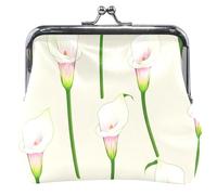 Porte-monnaie personnalisé mignon en cuir floral lys calla rose beige baiser serrure porte-monnaie pour filles