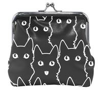 Porte-monnaie personnalisé Mystic Cats noir pour homme femme boucle en cuir baiser serrure petite monnaie, Mystic Cats Noir, Classique