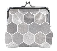 Porte-monnaie personnalisé pour femme en cuir mignon chic gris hexagonal avec boucle de verrouillage pour sac à langer pochette pour cartes, Hexagone gris chic, Classique