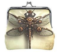 Porte-monnaie personnalisé pour femme en cuir vintage mécanique libellule baiser avec verrou de carte pour filles