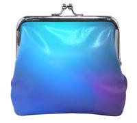 Porte-monnaie personnalisé pour homme et femme en cuir abstrait dégradé bleu foncé lumières baiser serrure sac à langer pochette pour cartes, Abstrait Bleu Gradient Dark Lights, Classique