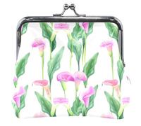 Porte-monnaie personnalisé rose calla lys feuilles vertes porte-monnaie blanc femme boucle en cuir baiser petite pochette porte-monnaie portefeuille