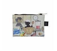 Porte-monnaie plat PU Chaton Patissier Kiub Bug Art - blanc/noir/multicolore - 10x14 cm