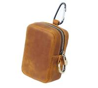 Porte-Monnaie, Pochette, Sac à Fermeture éclair, Couche supérieure en Cuir de Vachette, Sac de Rangement pour clés, Sac Banane Boutons de Clé Télécommande de Voiture(Brown)