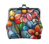Porte-monnaie polyvalent avec impression de vitraux à fleurs - Mini portefeuille mignon pour toutes les occasions