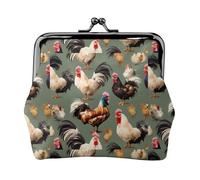 Porte-monnaie polyvalent avec imprimé poule et coq - Avec fermeture éclair - Étanche - Pour clés et cartes