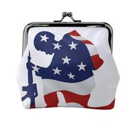 Porte-monnaie polyvalent avec imprimé silhouette de soldat patriotique - Mini portefeuille mignon pour toutes les occasions
