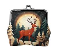 Porte-monnaie polyvalent avec inscription Merry Christmas Deer Print Charm and Versatile Waterproof Kiss Lock Wallet for Keys Cards