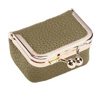 Porte-monnaie portable avec boîte à bijoux en cuir Kiss - Boîte à bagues - Petits organisateurs - Porte-monnaie portable en cuir - Organisateur de pièces de monnaie en cuir, kaki, Beauté de masse