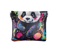 Porte-monnaie portable en cuir PU avec drapeau de la Palestine - Étanche - 10,9 x 9,4 cm, Funny Panda Noir, one size, Funny Panda Noir