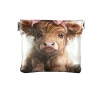 Porte-monnaie portable en cuir PU avec drapeau de la Palestine - Étanche - 10,9 x 9,4 cm, Jolie vache des Highlands beige, one size, Jolie vache des Highlands beige