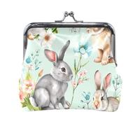 Porte-monnaie portable en cuir PU bleu marine Skater Goose, Aquarelle Lapins de Pâques, one size, Aquarelle Lapins de Pâques
