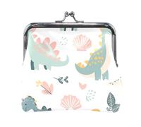 Porte-monnaie portable en cuir PU bleu marine Skater Goose, dinosaures pastel mignons, one size, Dinosaures pastel mignons