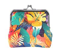 Porte-monnaie portable en cuir PU bleu marine Skater Goose, Feuilles colorées, one size, Feuilles colorées