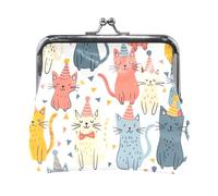 Porte-monnaie portable en cuir PU bleu marine Skater Goose, mignons chats de fête, one size, Jolis chats de fête