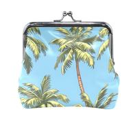 Porte-monnaie portable en cuir PU bleu marine Skater Goose, Palmiers tropicaux., Taille unique, Palmiers tropicaux